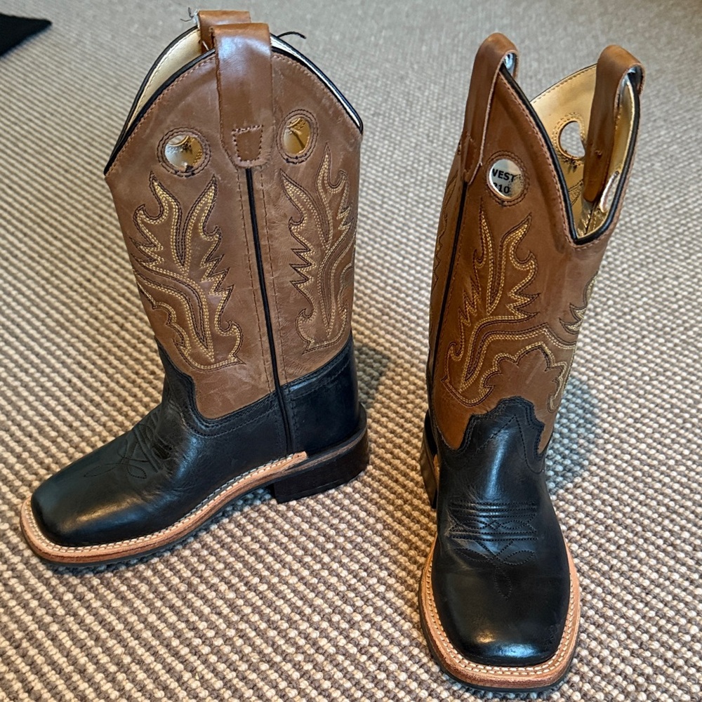 Old West Kids Boots - Black and Brown